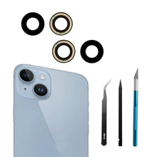 Carica l'immagine nel visualizzatore di Gallery, Fotocamera Posteriore Vetro Lente di Ricambio per iPhone 14 e 14 Plus con Adesivo Preinstallato e Kit di Strumenti di Ri
