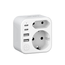 Carica l'immagine nel visualizzatore di Gallery, JSVER Adattatore da Viaggio USA, Adattatore Tipo B 2 Scomparti USA Germania Adattatore Spina da Viaggio con 4 Porte USB 