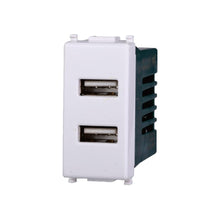 Carica l'immagine nel visualizzatore di Gallery, Elektronova Presa USB Doppia Type-A 5V 2.1A caricatore Bianco compatibile Vimar Plana Caricatore 2402