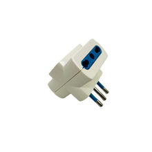 Carica l'immagine nel visualizzatore di Gallery, Adattatore spina tripla con spina piccola 10A e prese bivalenti 10 16A colore bianco con marchio CE 1500W