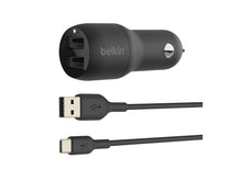 Carica l'immagine nel visualizzatore di Gallery, Belkin Doppio caricabatteria da auto USB-A da 24 W + cavo da USB-A a USB-C® BOOST↑CHARGE™