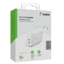 Carica l'immagine nel visualizzatore di Gallery, Belkin Caricabatteria da parete USB Type C PD da 40 W (2 porte USB-C, 20 W per porta, ricarica rapida PD per iPhone 14/1