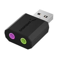 Carica l'immagine nel visualizzatore di Gallery, SABRENT Scheda Audio USB Esterna, Adattatore Audio Presa USB a Jack 3,5mm per Cuffie Microfono Casse Stereo, Compatibile