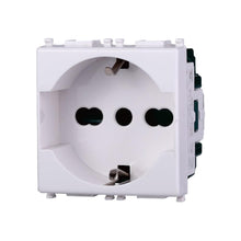 Carica l'immagine nel visualizzatore di Gallery, Elektronova Presa Schuko 2P+T 10/16 A 250 V compatibile Vimar Plana, bianca, kit 4 pezzi, 2102