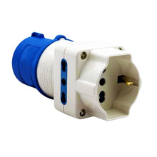 Carica l'immagine nel visualizzatore di Gallery, Adattatore Industriale CEE Blu 2P+T 16A 250V con Presa Schuko