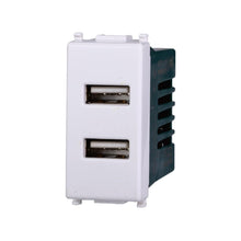 Carica l'immagine nel visualizzatore di Gallery, Elektronova Presa USB Doppia Type-A 5V 2.1A caricatore Bianco compatibile Vimar Plana Caricatore 2402