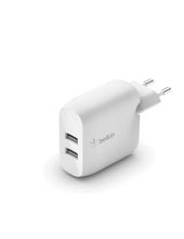 Carica l'immagine nel visualizzatore di Gallery, Belkin Doppio caricabatteria da parete USB-A da 24 W Boost Charge (per iPhone 14, 14 Plus, 14 Pro, 14 Pro Max, iPhone 13