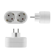 Carica l'immagine nel visualizzatore di Gallery, Electraline 55072 Adattatore 2 Prese Frontali, Spina Tedesca, Multipresa 2 Posti Schuko, Bianco