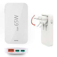 Carica l'immagine nel visualizzatore di Gallery, Hama Caricatore USB C (caricatore rapido 65 Watt, spina di ricarica per presa 2 x USB-C, 1 x USB-A, per cellulare, lapto