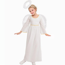 Carica l'immagine nel visualizzatore di Gallery, SULOLI Costume da Angelo,Vestito d'angelo Bianco con Ali ed Aureola,Costume Bambini per Natale, Carnevale,Halloween