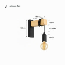 Carica l'immagine nel visualizzatore di Gallery, BARCELONA LED Applique Da Parete RUDER E27 Legno Rustico Vintage