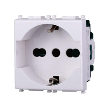 Carica l'immagine nel visualizzatore di Gallery, Elektronova Presa Schuko 2P+T 10/16A 250V Bianco compatibile Vimar Plana 2102