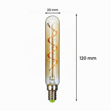 Carica l'immagine nel visualizzatore di Gallery, Confezione da 2 lampadine LED vintage a filamento LED 3 W dimmerabile 2000 Kelvin piccolo tubo E14 base decorativa lampa
