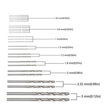 Carica l'immagine nel visualizzatore di Gallery, CESFONJER 25 Pcs Mini Twist Bits 0.5mm-3mm Micro punte da trapano Set con precisione a mano Pin Vise Rotary Tools per fo