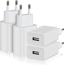 Carica l'immagine nel visualizzatore di Gallery, 4 Pezzi 5W Caricatore Presa USB, 5V/1A Alimentatore Caricabatterie USB Spina Charger Prese Spinotto Compatibile con iPho
