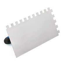 Carica l'immagine nel visualizzatore di Gallery, Mivos Cazzuola Dentata 12 x 12, in Acciaio Inox, Con Impugnatura Morbida, Dentatura da 12 mm, Senza Ruggine, 270 x 130