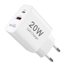 Carica l'immagine nel visualizzatore di Gallery, Bigfish Caricatore USB C, 2 porte, caricatore multiplo con USB-C e USB-A, caricatore rapido da 20 W, PD 3.0, adattatore 