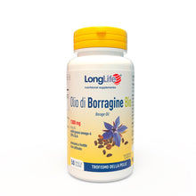 Carica l'immagine nel visualizzatore di Gallery, LongLife® Olio di Borragine Bio 1300mg | Integratore di borragine titolato al 20% in GLA | Omega 6 | Trofismo della pell
