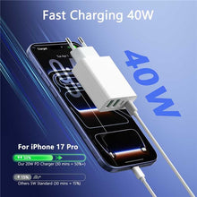 Carica l'immagine nel visualizzatore di Gallery, [2 pezzi] Caricabatterie USB C, Caricabatterie Rapido a 4 Porte 40W, Caricabatterie USB Multiplo, Alimentatore con Cavo 
