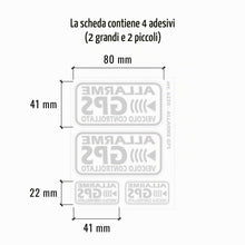 Carica l'immagine nel visualizzatore di Gallery, 4R Quattroerre.it 6220 Adesivi Allarme GPS Veicolo Controllato