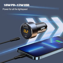 Carica l'immagine nel visualizzatore di Gallery, Caricabatteria Auto USB C 30 W, Adattatore Mini 2.4A con Display a LED di Tensione per Caricatore Auto da 12 W e 18 W PD