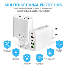 Carica l'immagine nel visualizzatore di Gallery, AXFEE 65W Caricatore Rapido USB, 5Porto USB Caricatore Multipla PD&amp;QC3.0