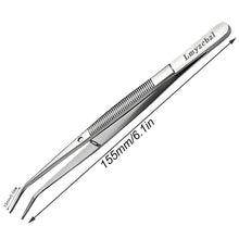 Carica l'immagine nel visualizzatore di Gallery, Pinzette in Acciaio Inox Multiuso, 2 Pcs Pinze Curve Lunghe, con Curvo Seghettato Punta, per Uso Quotidiano