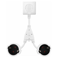 Carica l'immagine nel visualizzatore di Gallery, Romon Doppia Presa Schuko Bianca Impermeabile IP44 Corta 16A/250V, Adattatore Elettrico 2 In 1 Per Casa, Cucina E Uffici