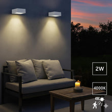 Carica l'immagine nel visualizzatore di Gallery, M Ledme - Applique LED solare da parete White Bin 2W, luce esterna con sensore di movimento e crepuscolare, protezione I