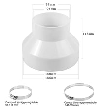Carica l'immagine nel visualizzatore di Gallery, Riduttore per condotti di ventilazione, riduttore da 150 mm a 100 mm per la riduzione dei condotti, conversione della ve