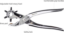 Carica l'immagine nel visualizzatore di Gallery, Amazon Basics Set pinza fustellatrice, per il cuoio, rotante, per fori di diverse dimensioni, Argento