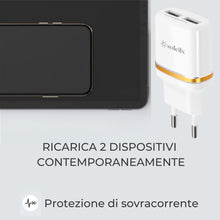 Carica l'immagine nel visualizzatore di Gallery, Caricatore USB da Muro, 3.1A 5V Caricabatterie Alimentatore Presa USB 2 Porte, Spina per modelli iPhone XS Max XR X 8 7 