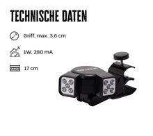 Carica l'immagine nel visualizzatore di Gallery, Grillfürst Universal LED Grill Light - Luce per Griglie BBQ - Luce per Maniglie - Due Teste Luminose orientabili - Luce 