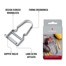 Carica l'immagine nel visualizzatore di Gallery, Victorinox Pelapatate STAR, pelapatate a doppio taglio con lama a pendolo, extra affilato, manico in metallo, Swiss Made