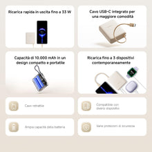 Carica l'immagine nel visualizzatore di Gallery, Xiaomi 33W Power Bank 10000mAh, Cavo USB-C, Ricarica Rapida, Blu Ghiaccio