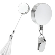 Carica l'immagine nel visualizzatore di Gallery, 2 Pezzi Clip Porta Asciugamani Retrattile, Porta Strofinacci Cucina con Cavo in Acciaio 60cm, Gancio Adesivo Senza Forar