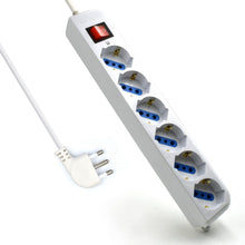 Carica l'immagine nel visualizzatore di Gallery, Multipresa a 6 Posti, Ciabatta Elettrica con 6 Prese Italiane 10A e Schuko (Tedesche) - Spina Italiana 10A - Potenza 250