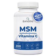 Carica l'immagine nel visualizzatore di Gallery, Bandini® MSM 2000 mg di Metilsulfonilmetano in COMPRESSE + Vitamina C, Integratore per Capelli, Pelle, Articolazioni, Un