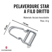 Carica l'immagine nel visualizzatore di Gallery, Victorinox Pelapatate STAR, pelapatate a doppio taglio con lama a pendolo, extra affilato, manico in metallo, Swiss Made
