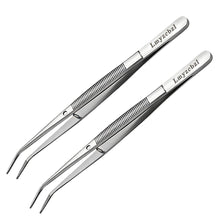 Carica l'immagine nel visualizzatore di Gallery, Pinzette in Acciaio Inox Multiuso, 2 Pcs Pinze Curve Lunghe, con Curvo Seghettato Punta, per Uso Quotidiano