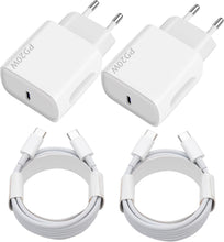 Carica l'immagine nel visualizzatore di Gallery, 20W Caricatore With USB C - 2 Pezzi Charger With 2X2M Cavo per Samsung Galaxy per iPhone 17 16 15 Plus Pro Max iPad Huaw