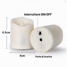 Carica l'immagine nel visualizzatore di Gallery, FREEPOWER 12 Candele LED Ricaricabili con Telecomando Timer Fiamma Tremolante, Luce Bianca Calda, Lumini LED Elettriche,