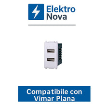 Carica l'immagine nel visualizzatore di Gallery, Elektronova Presa USB Doppia Type-A 5V 2.1A caricatore Bianco compatibile Vimar Plana Caricatore 2402