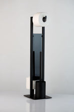 Carica l'immagine nel visualizzatore di Gallery, WENKO Colonnina con portarotolo e scopino WC Rivalta opaco - Portascopino WC, Acciaio, 18 x 70 x 20 cm, Nero