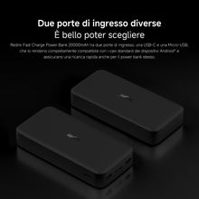 Carica l'immagine nel visualizzatore di Gallery, Redmi Power Bank da 20000 mAh, ricarica rapida, ricarica rapida bidirezionale da 18 W, doppia porta di ingresso e uscita