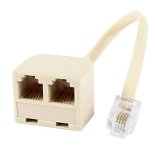 Carica l'immagine nel visualizzatore di Gallery, TECHZOCO Splitter Telefono RJ11 a Doppio Maschio con Cavo 10 cm, Adattatore 6P4C in Plastica, Beige