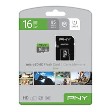 Carica l'immagine nel visualizzatore di Gallery, PNY 16GB Elite C10 U1 microSDHC Scheda di Memoria Flash + Adattatore