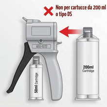 Carica l'immagine nel visualizzatore di Gallery, QWORK® - Pistola per Colla Epossidica 50 ml, pistola erogatrice per miscelazione, rapporto 1: 1/1: 2 AB, ugello di misce