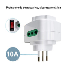 Carica l'immagine nel visualizzatore di Gallery, EXTRASTAR Adattatore Multipresa Tripla,con protezione sovraccarico ed interruttore,Adattatori da Schuko a Spina Piccola 