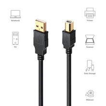 Carica l'immagine nel visualizzatore di Gallery, Cavo USB per stampante, scanner, fax e stampante multifunzione, 10 m, USB 2.0 A maschio a B – nero